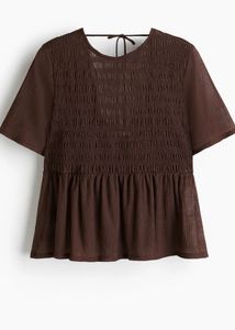 Brown Textured Peplum Top