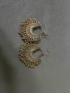Boho Tribal Crescent Moon Dangle Earrings