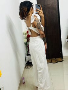 White Ruffle Sleeve Jumpsuit