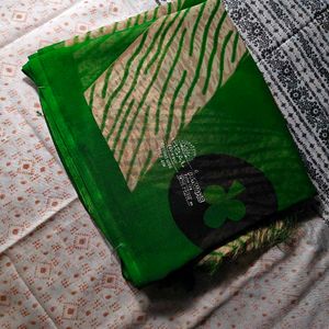 Vibrant Green Printed Saree