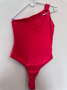 Red One-Shoulder Bodysuit