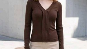 Elegant Brown Long Sleeve Top
