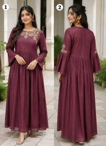 Coffee Brown front slit kurti dress(Women's)