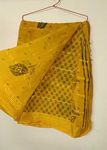 Yellow Saree with Block Print
