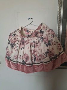 Floral Skirt with Velvet Hem