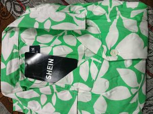 Green Floral Print Short Sleeve Shirt