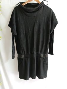 Cocktail Black Slip Dress With Long Sleeve