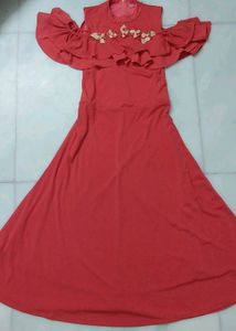 Girls Red Cold Shoulder Dress