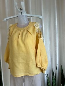 Imported yellow cotton loose fit top