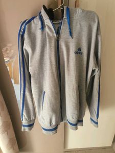 Adidas Gray & Blue Striped Jacket