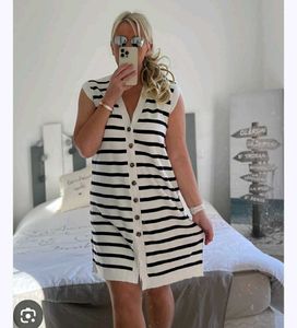 Shein Striped Button-Up Knit Dress