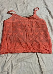 Coral Embroidered Tank Top Set