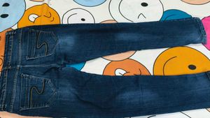 Dark Wash Slant Brand Denim Jeans
