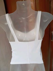 Ribbed White Bustier Tank Top