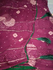 Beautiful Maroon Embroidered Saree