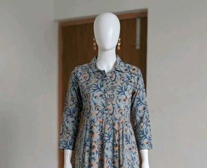 Blue Floral Print Kurta