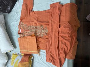 Elegant Orange Embroidered Kurta Set