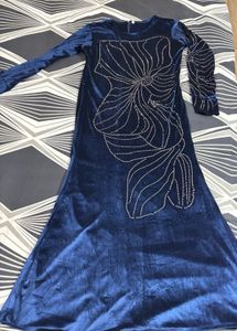 Elegant Royal Blue Velvet Gown