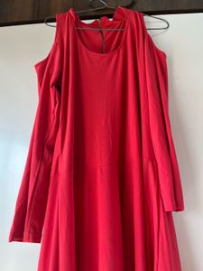 Red Cold Shoulder Maxi Dress