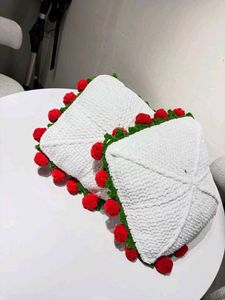 crochet rose pillow