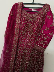 pink Embellished Anarkali (Size L)