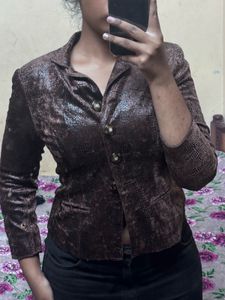 vintage aesthetic animal print brown blazer
