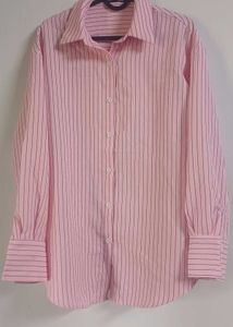 SHEIN: Chic Pink Striped Button-Up Shirt