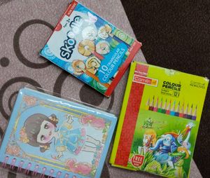 pencil colours and cute diary