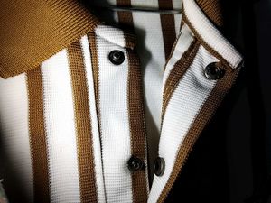 H&amp;M Brown &amp; White Striped Polo🤎