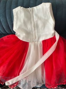 Girls Red & White Party Dress