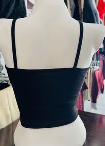 Trendy Black Ribbed Crop Top