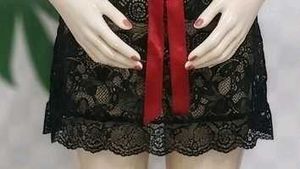 Black Lace Babydoll with Red Ribbon