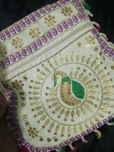 Embroidered Peacock Clutch Bag