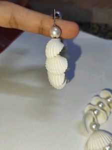 Unique Shell &amp; Pearl Hoop Earrings