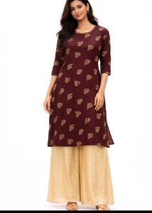 Maroon Kurta with Golden Print