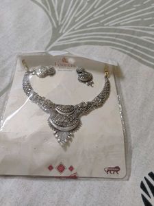 Elegant Silver Oxidized Necklace & Earring Set