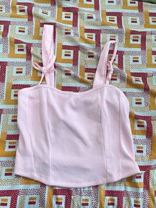Pink Ribbed Crop Top