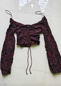 Floral Long Sleeve Crop Top