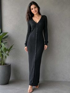 Elegant Long Sleeve Maxi Dress