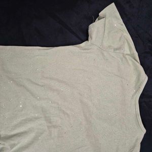 Sparkly Ruched V-Neck T-Shirt cute