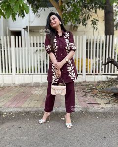 Embroidered Maroon Co-ord set