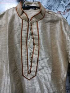 Men's Golden 🎁🆕Kurta with Maroon Pyjama
