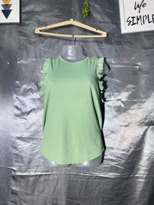 Light Green Ruffle Sleeve Top