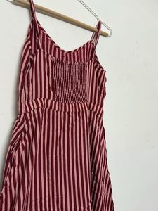 Striped Button-Front Midi Dress