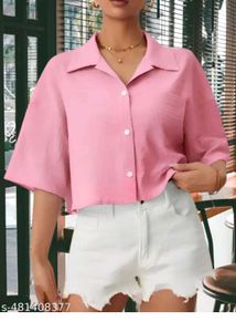 Chic Pink Cropped Shirt