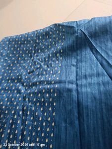 Blue saree with Gold Print