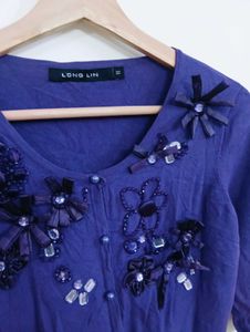 Embellished Purple Cardigan