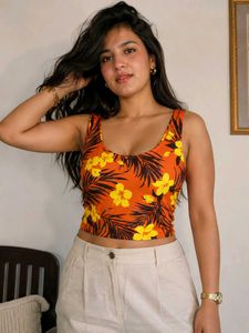 Orange tropical top 🧡 Padded