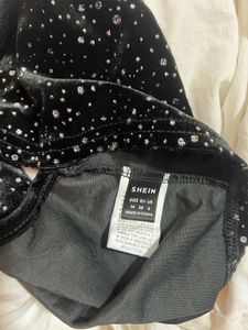 Sparkly Black Velvet Crop Top&amp; Skirt set