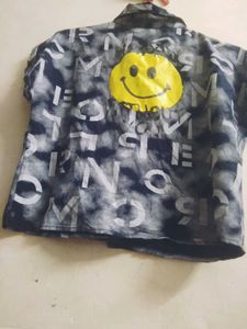 Formal Shirt Crop Top With Yellow Smiley 🙂...